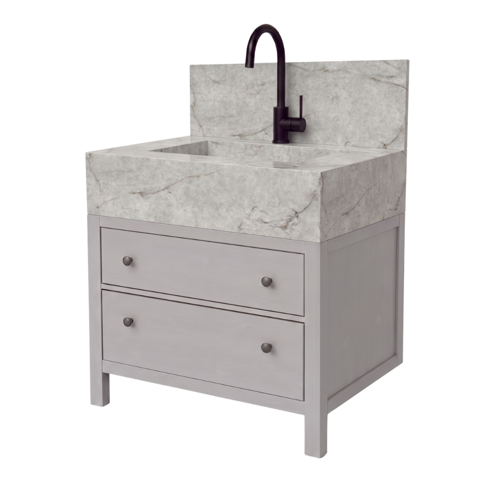 Freestanding Porcelain Vanity with Integrated Sink