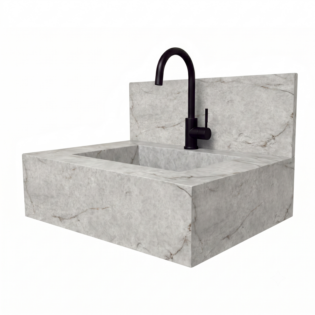 Floating Porcelain Vanity with Integrated Sink
