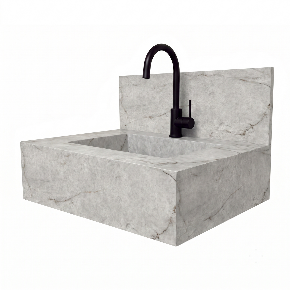 Floating Porcelain Vanity with Integrated Sink
