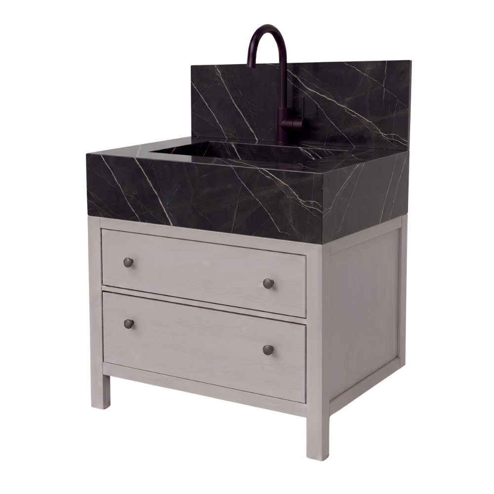 Freestanding Porcelain Vanity with Integrated Sink