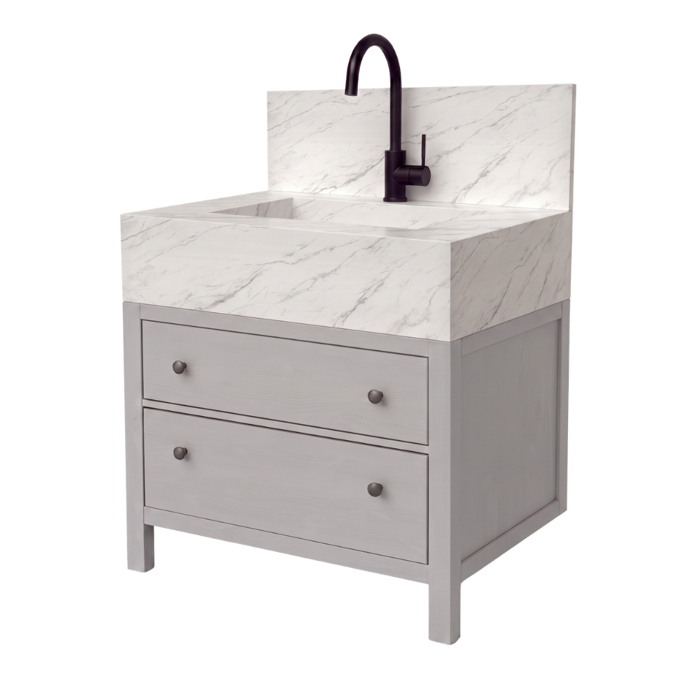 Freestanding Porcelain Vanity with Integrated Sink