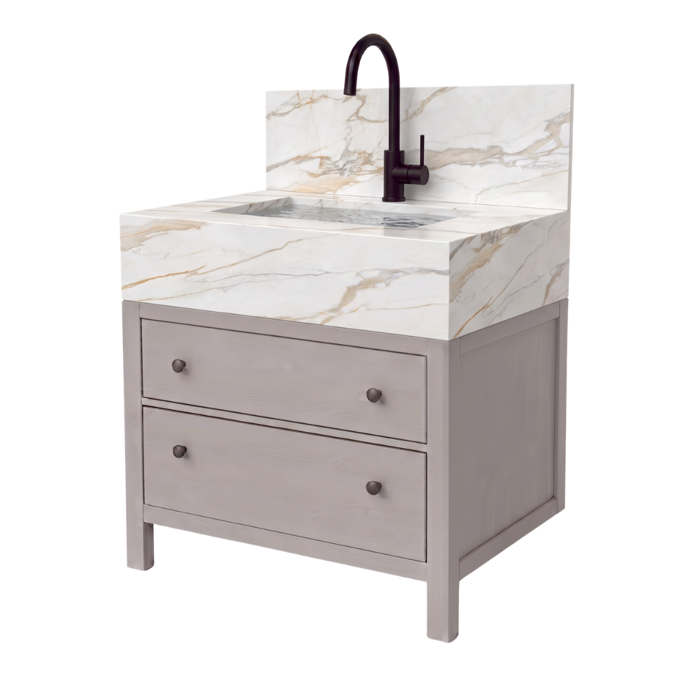 Freestanding Porcelain Vanity with Integrated Sink