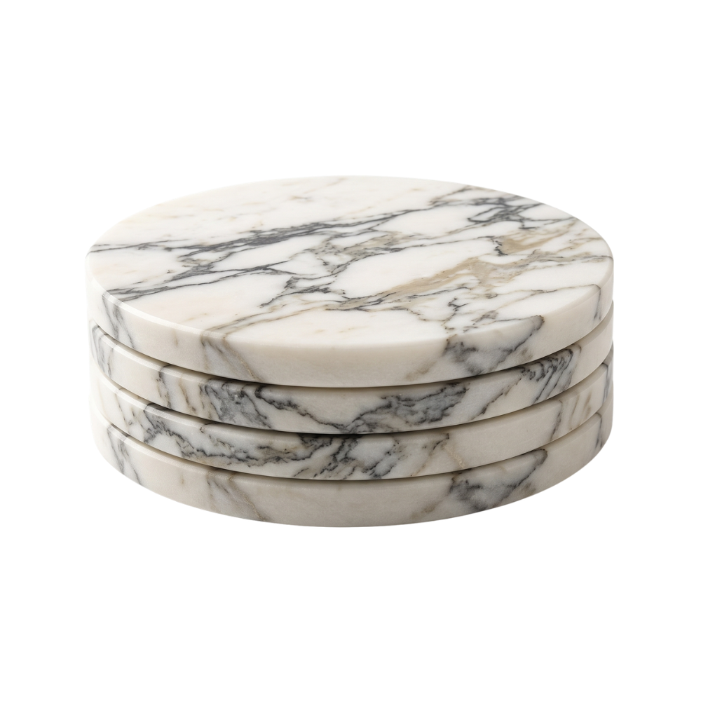 Handcrafted Natural Stone Coasters, Set of 4