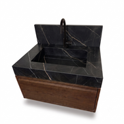 Floating Porcelain Vanity with Integrated Sink & Cabinet