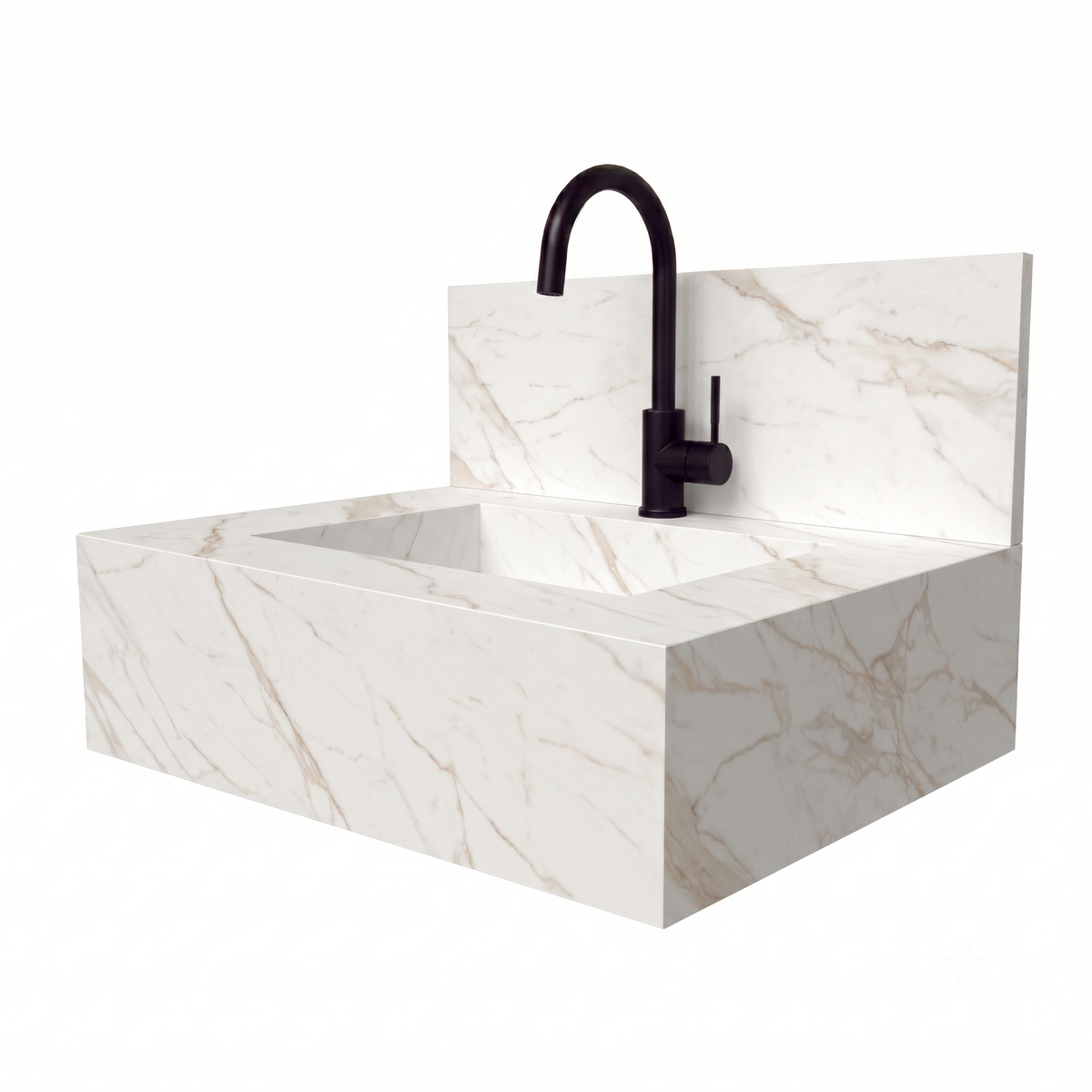 Floating Porcelain Vanity with Integrated Sink