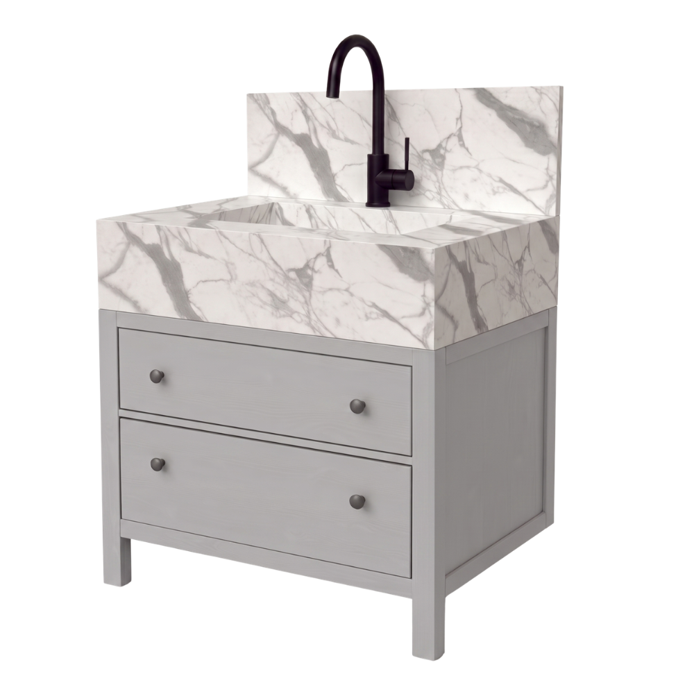 Freestanding Porcelain Vanity with Integrated Sink
