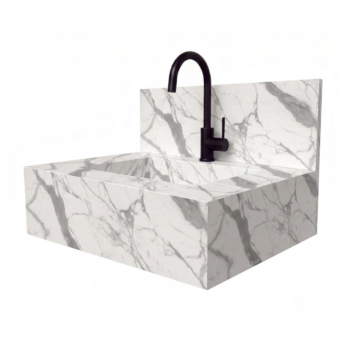 Floating Porcelain Vanity with Integrated Sink