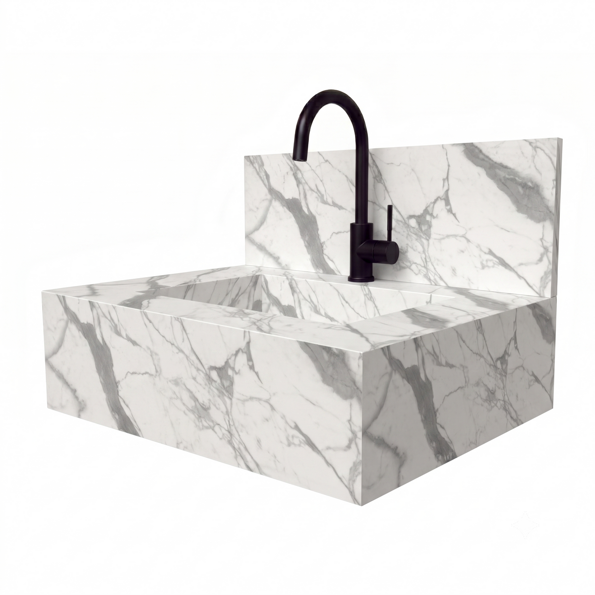Floating Porcelain Vanity with Integrated Sink