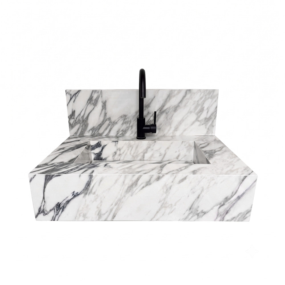 Floating Porcelain Vanity with Integrated Sink