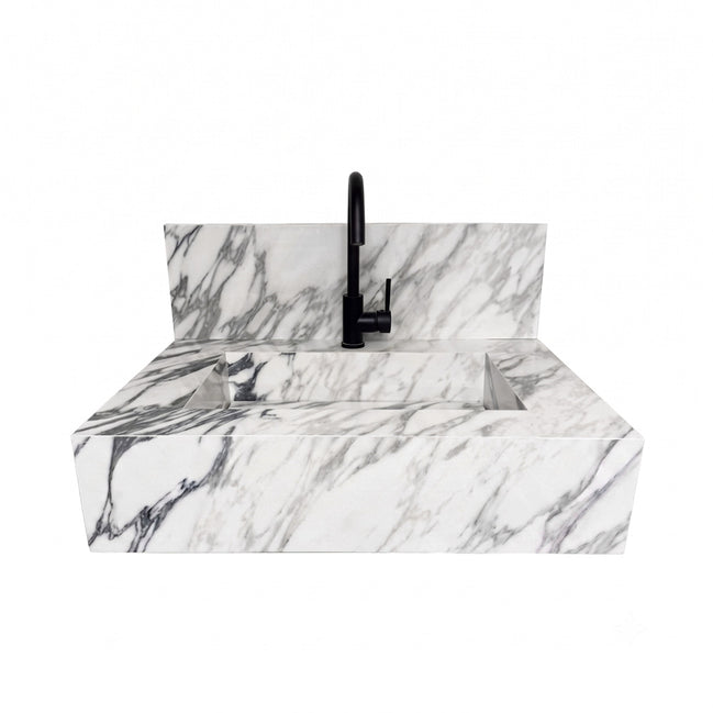 Floating Porcelain Vanity with Integrated Sink