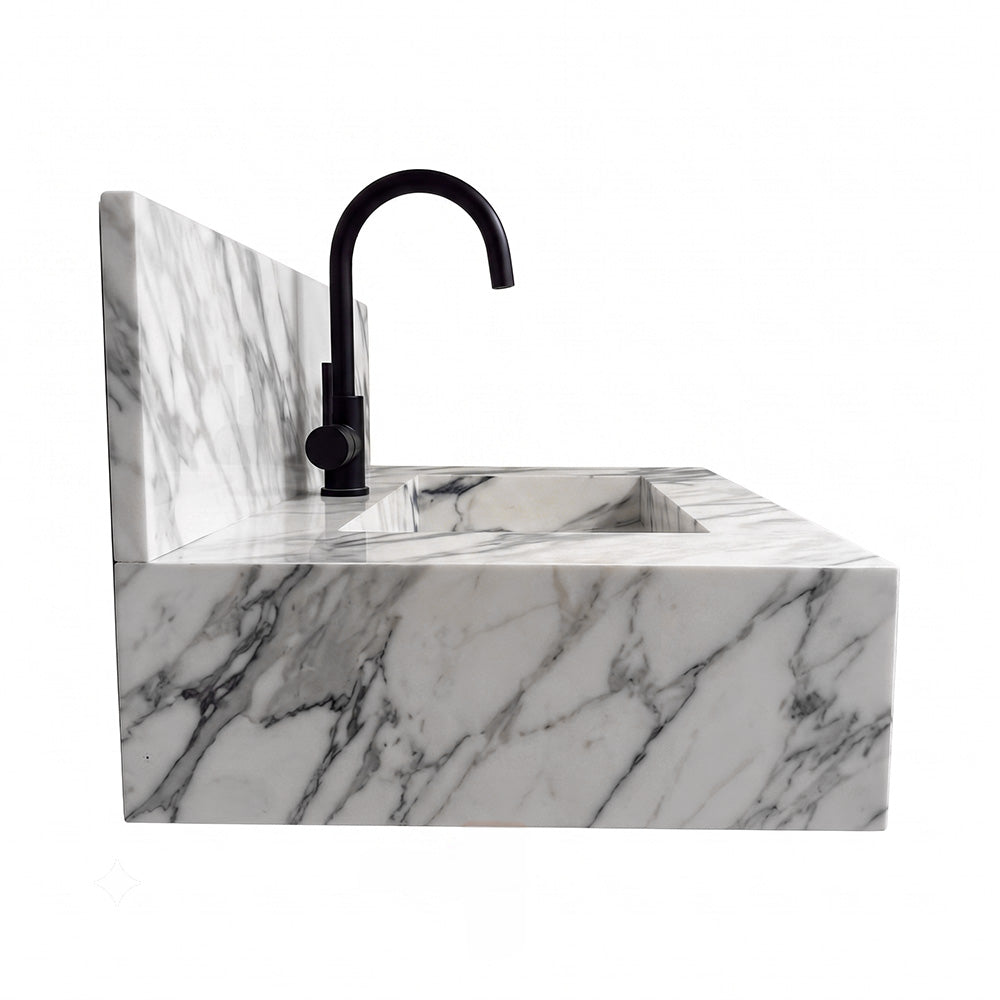 Floating Porcelain Vanity with Integrated Sink