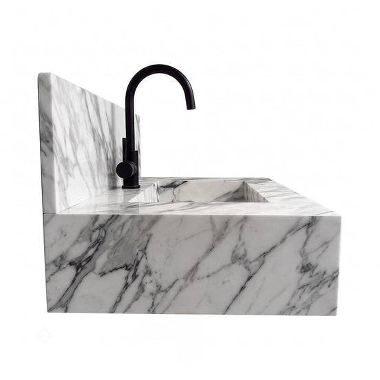 Floating Porcelain Vanity with Integrated Sink