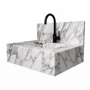 Floating Porcelain Vanity with Integrated Sink