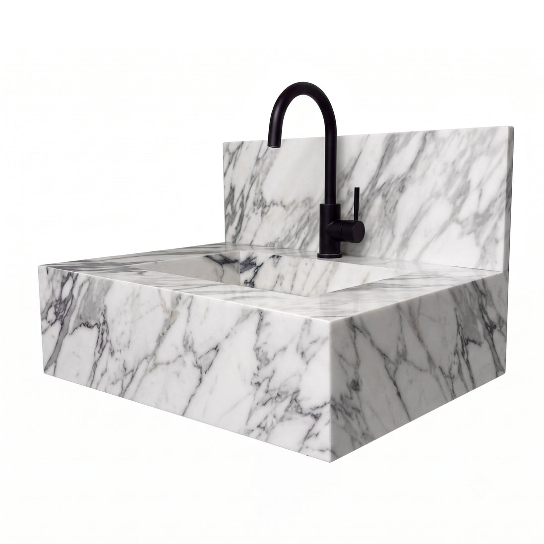 Floating Porcelain Vanity with Integrated Sink