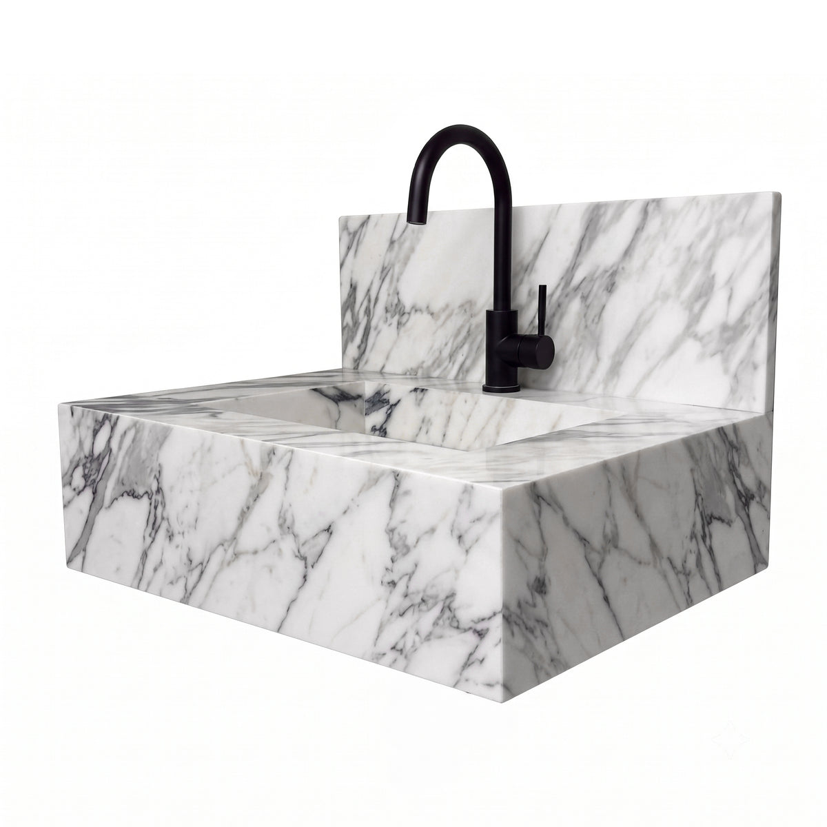 Floating Porcelain Vanity with Integrated Sink