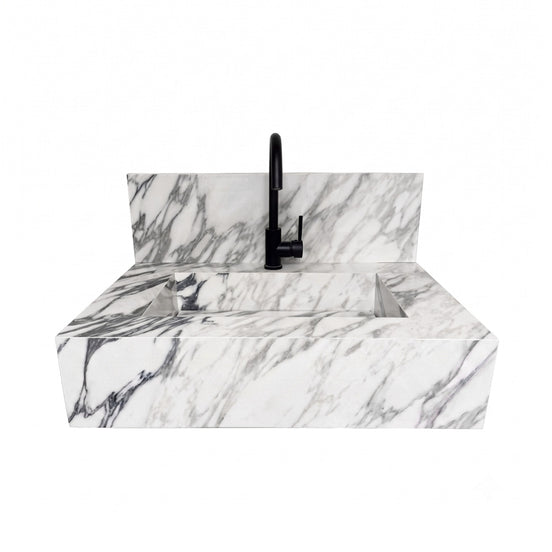 Floating Porcelain Vanity with Integrated Sink