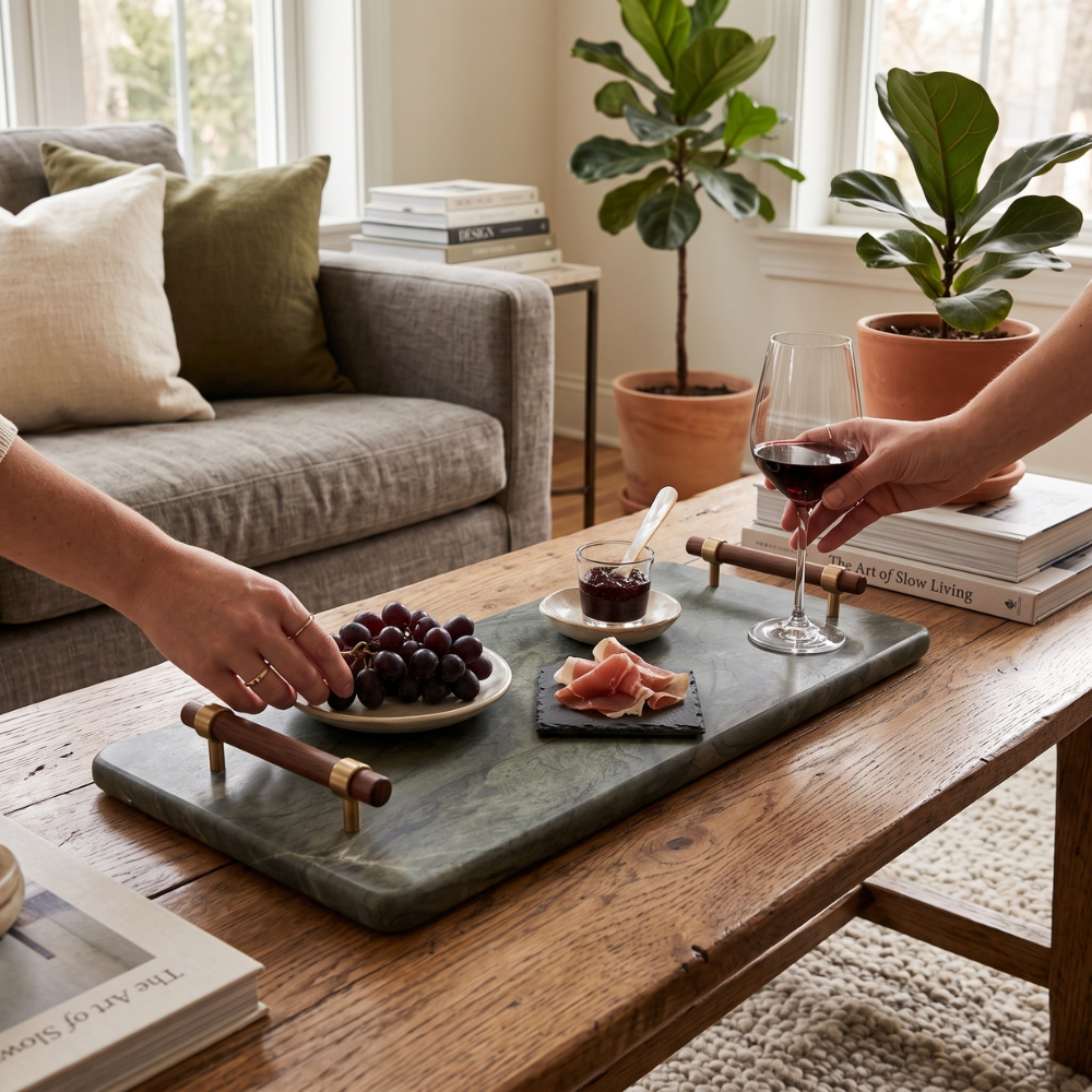 Elora Natural Stone Charcuterie Board & Serving Tray