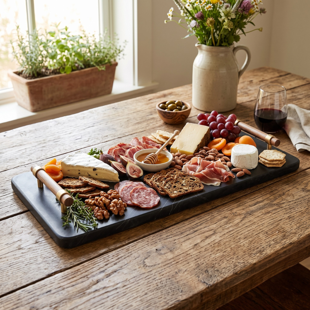 Elora Natural Stone Charcuterie Board & Serving Tray