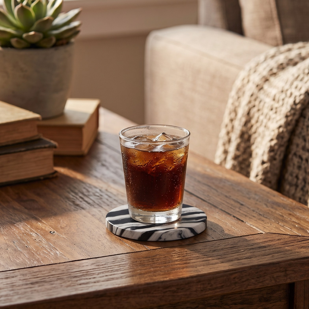 Handcrafted Natural Stone Coasters, Set of 4
