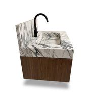 Floating Porcelain Vanity with Integrated Sink & Cabinet