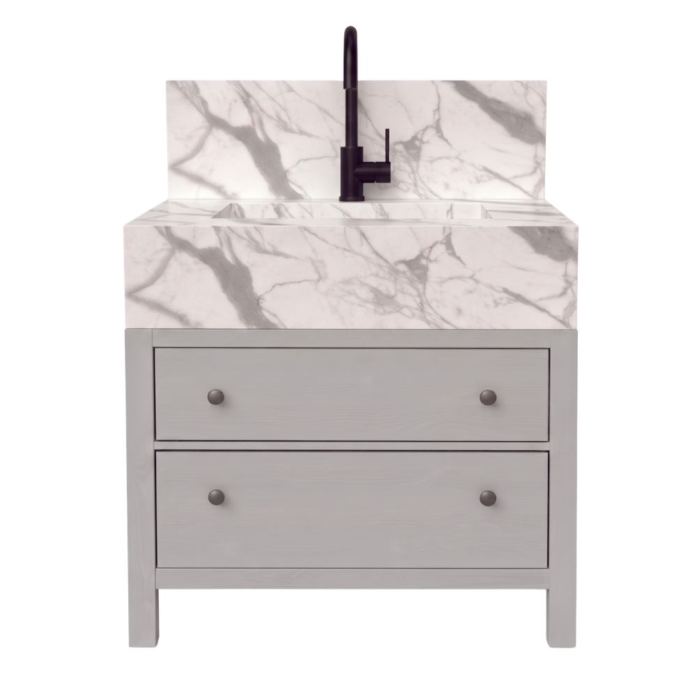 Freestanding Porcelain Vanity with Integrated Sink