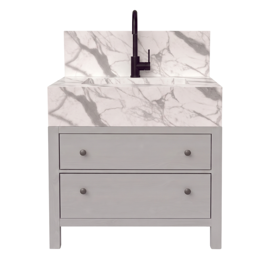Freestanding Porcelain Vanity with Integrated Sink