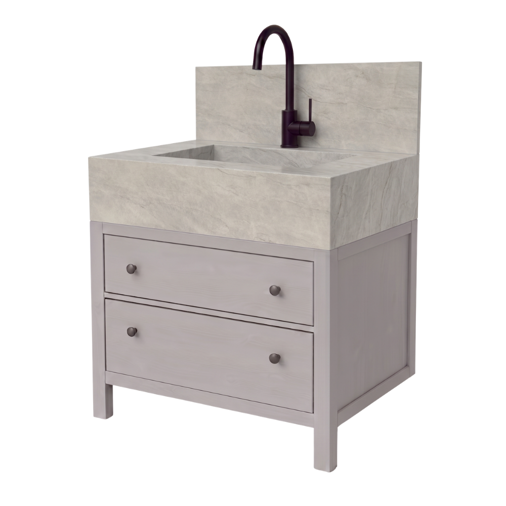 Freestanding Porcelain Vanity with Integrated Sink