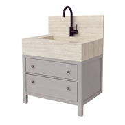 Freestanding Porcelain Vanity with Integrated Sink