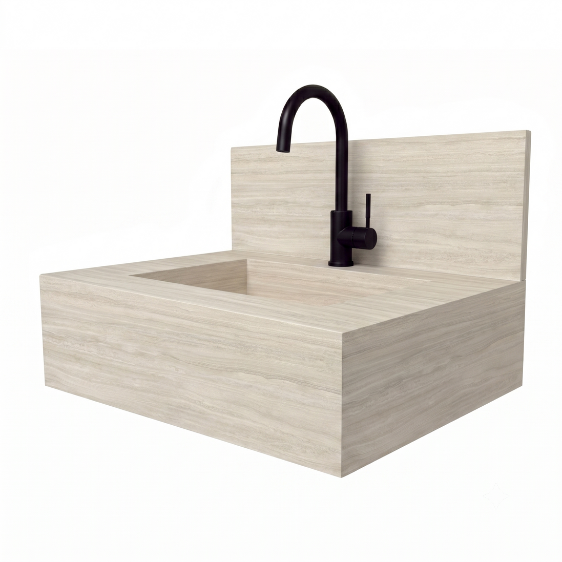 Floating Porcelain Vanity with Integrated Sink